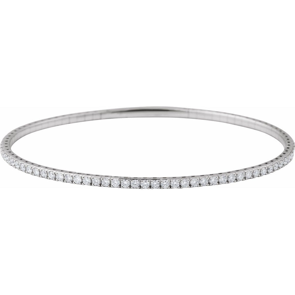 1 CTW Lab-Grown Diamond Flexible Bangle Bracelet in 14k white gold