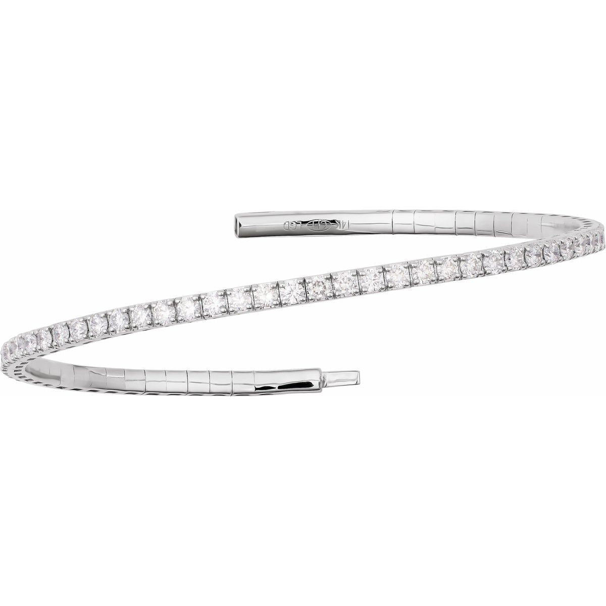 1 CTW Lab-Grown Diamond Flexible Bangle Bracelet in 14k white gold