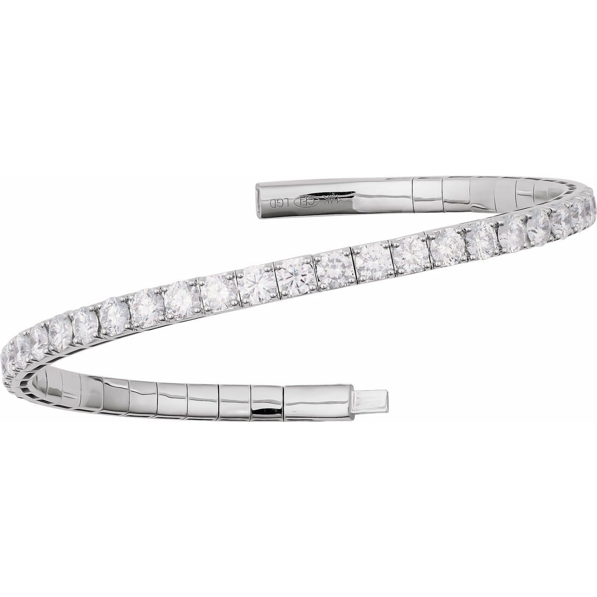 3 CTW Natural Diamond Flexible Bangle Bracelet in 14k white gold