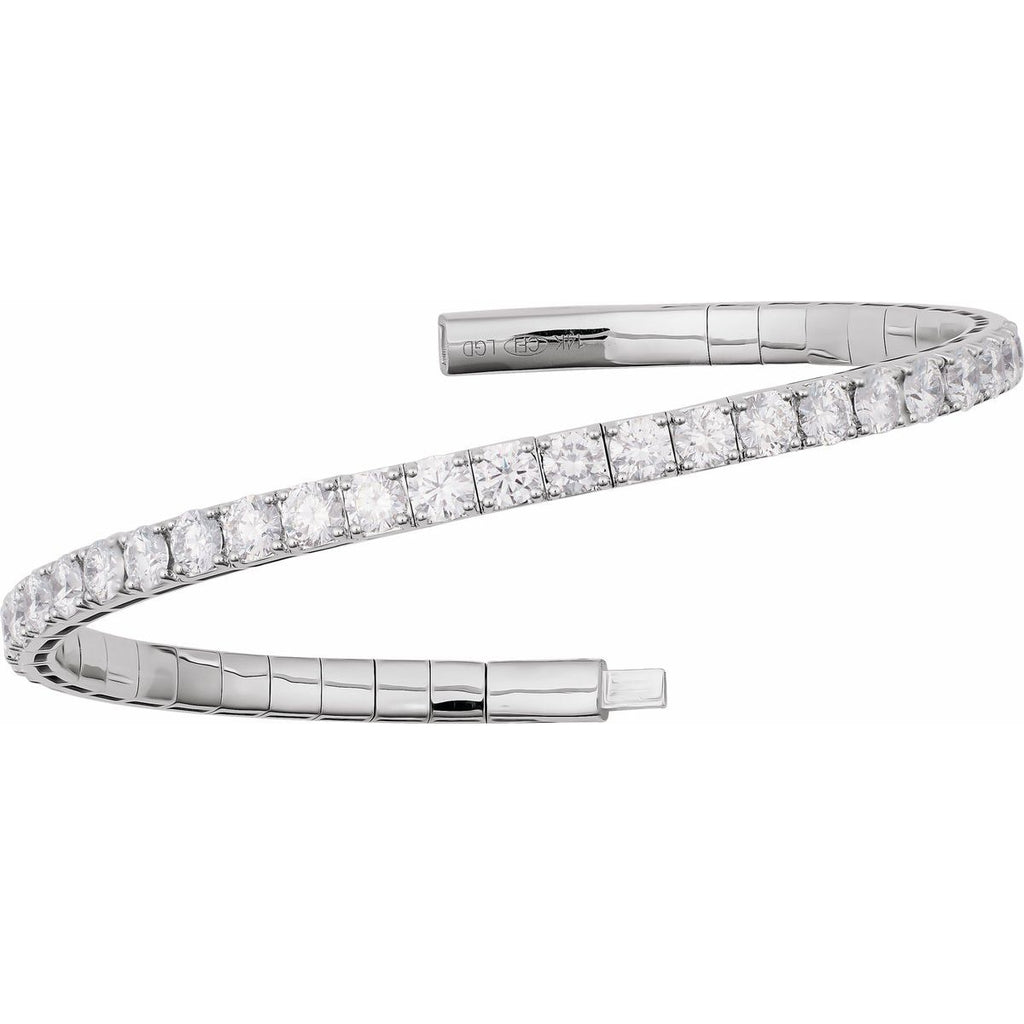 5 CTW Lab-Grown Diamond Flexible Bangle Bracelet in 14k white gold