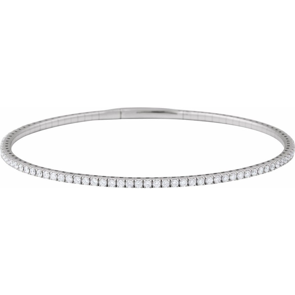 1 1/2 CTW Lab-Grown Diamond Flexible Bangle Bracelet in 14k white gold