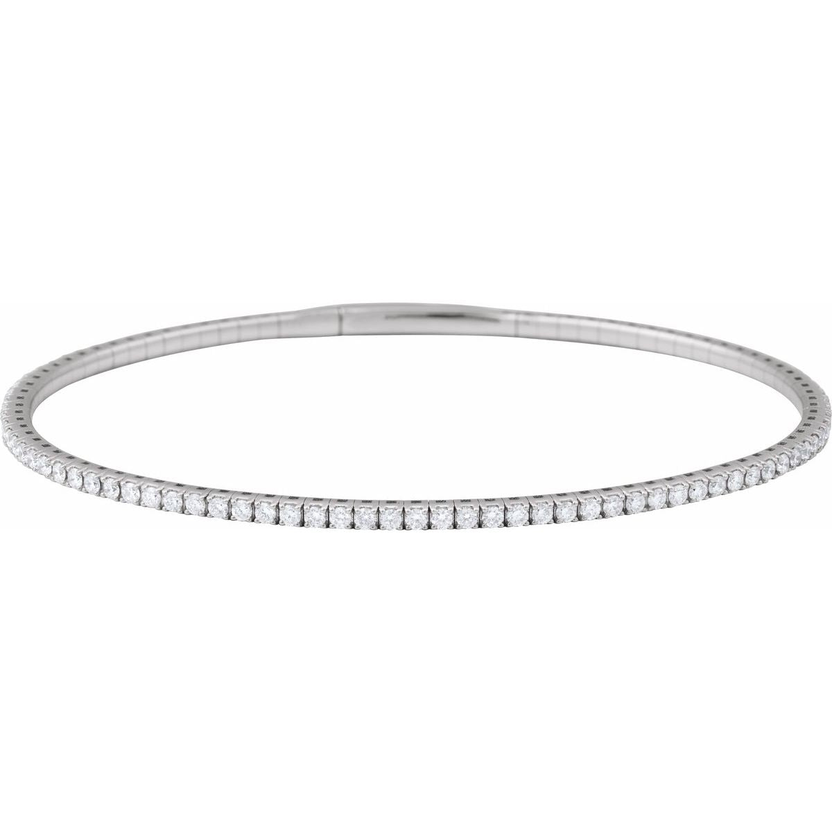 1 1/2 CTW Lab-Grown Diamond Flexible Bangle Bracelet in 14k white gold