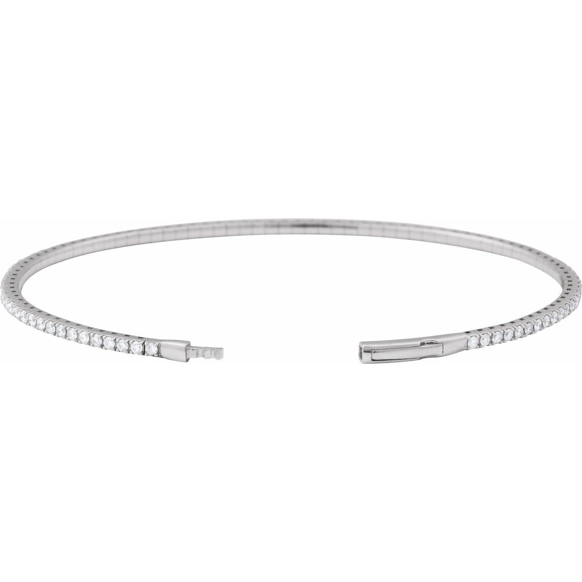1 1/2 CTW Lab-Grown Diamond Flexible Bangle Bracelet in 14k white gold