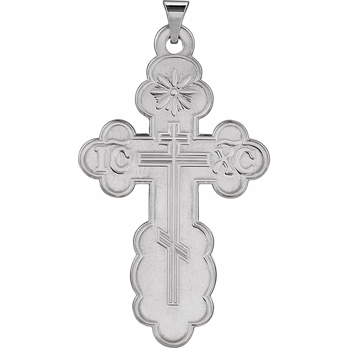 40x26 mm Orthodox Cross Pendant in 14k white gold
