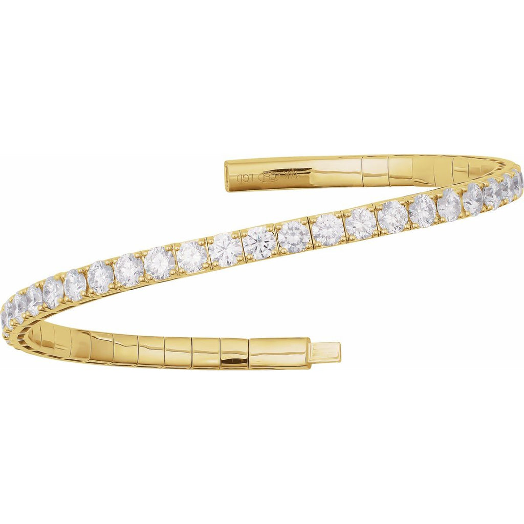 3 CTW Natural Diamond Flexible Bangle Bracelet in 14k yellow gold