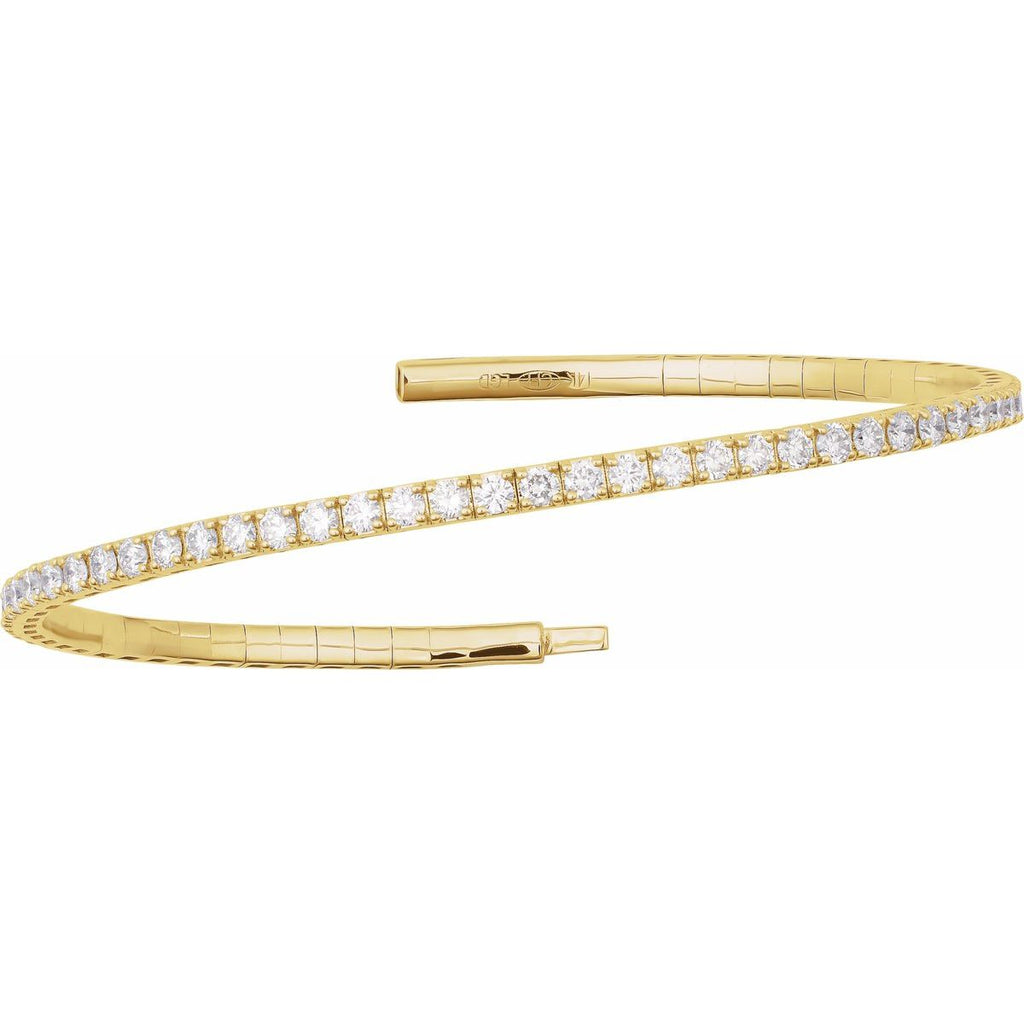 1 CTW Lab-Grown Diamond Flexible Bangle Bracelet in 14k yellow gold
