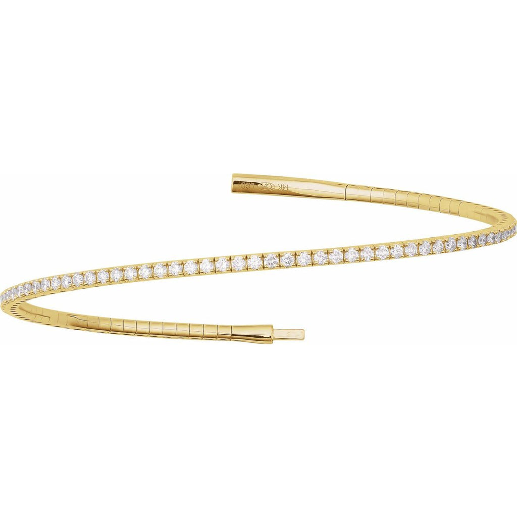 1 1/2 CTW Lab-Grown Diamond Flexible Bangle Bracelet in 14k yellow gold