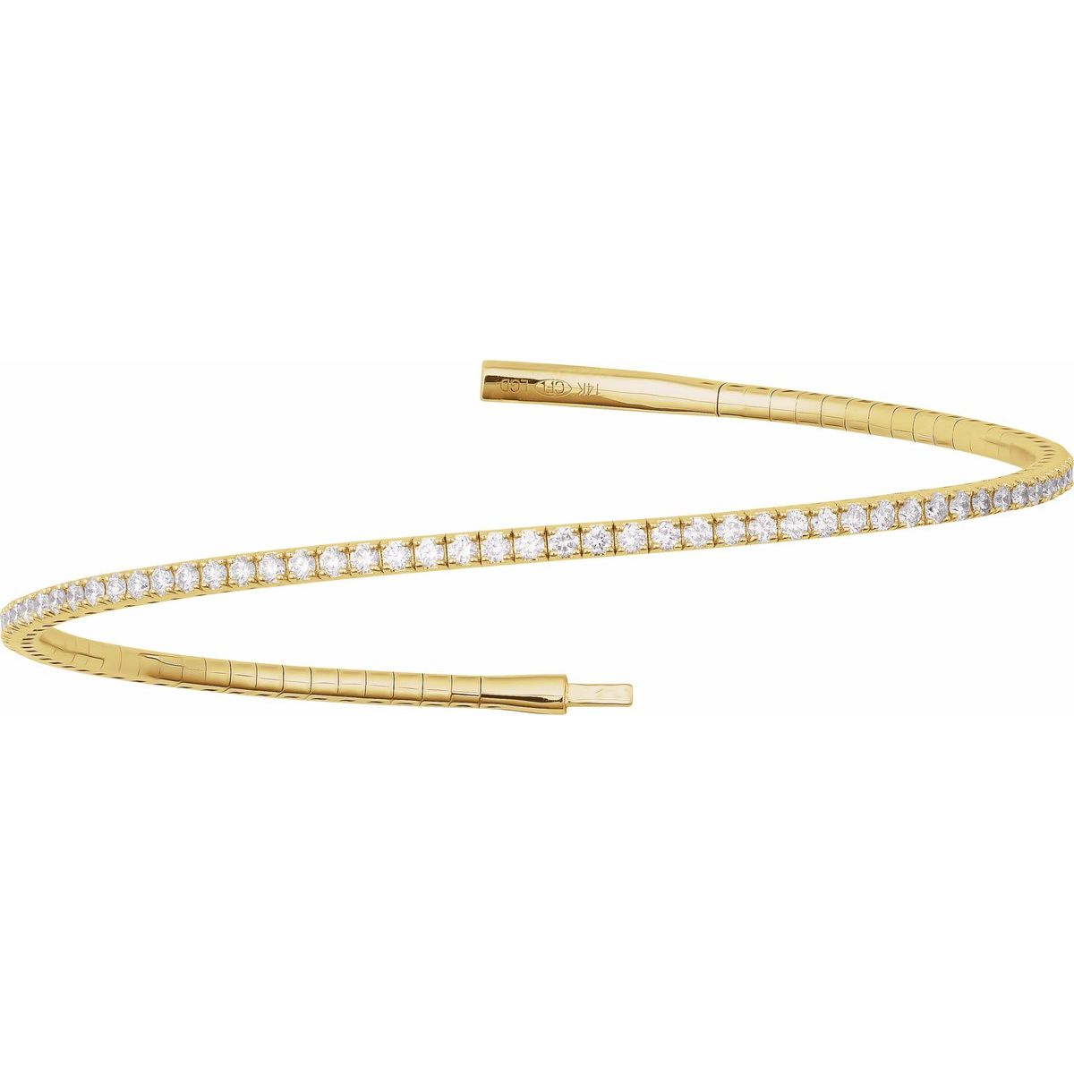 1 1/2 CTW Lab-Grown Diamond Flexible Bangle Bracelet in 14k yellow gold