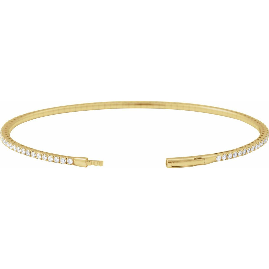 1 1/2 CTW Natural Diamond Flexible Bangle Bracelet in 14k yellow gold