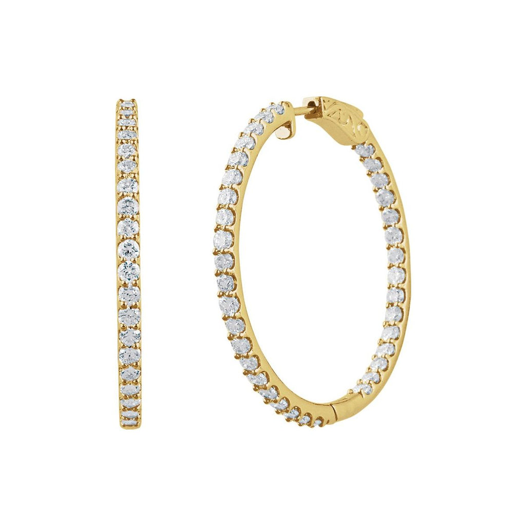 5 CTW Lab-Grown Diamond Inside-Outside 41.5 mm Hinged Hoop Earrings in 14k yellow gold