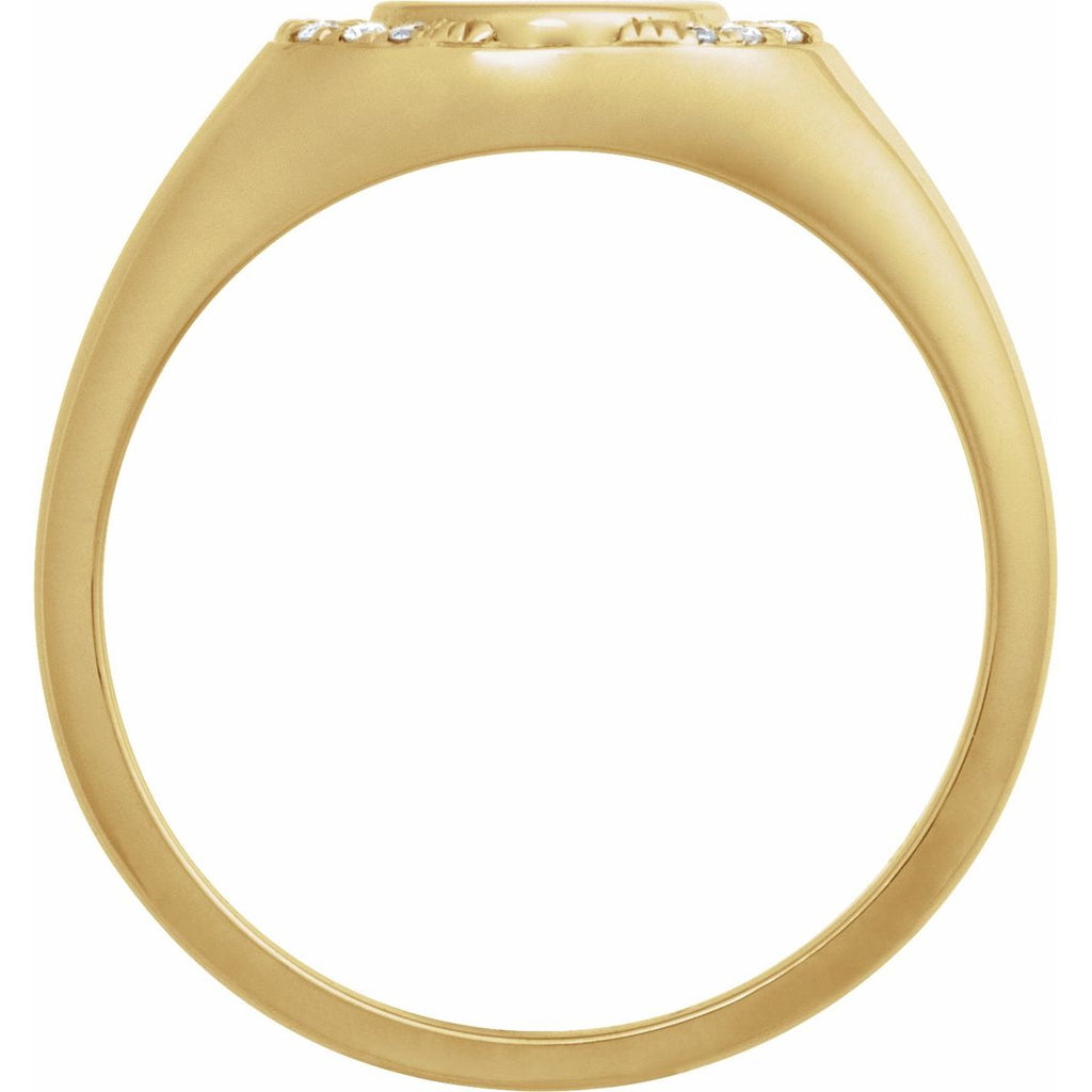 Engravable 1/10 CTW Natural Diamond Signet Ring in 14k yellow gold