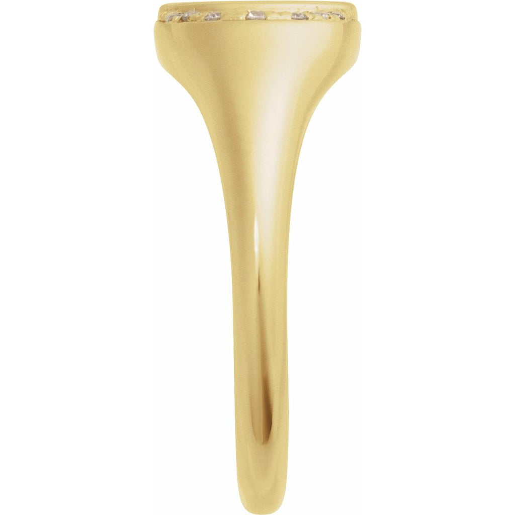 Engravable 1/10 CTW Natural Diamond Signet Ring in 14k yellow gold