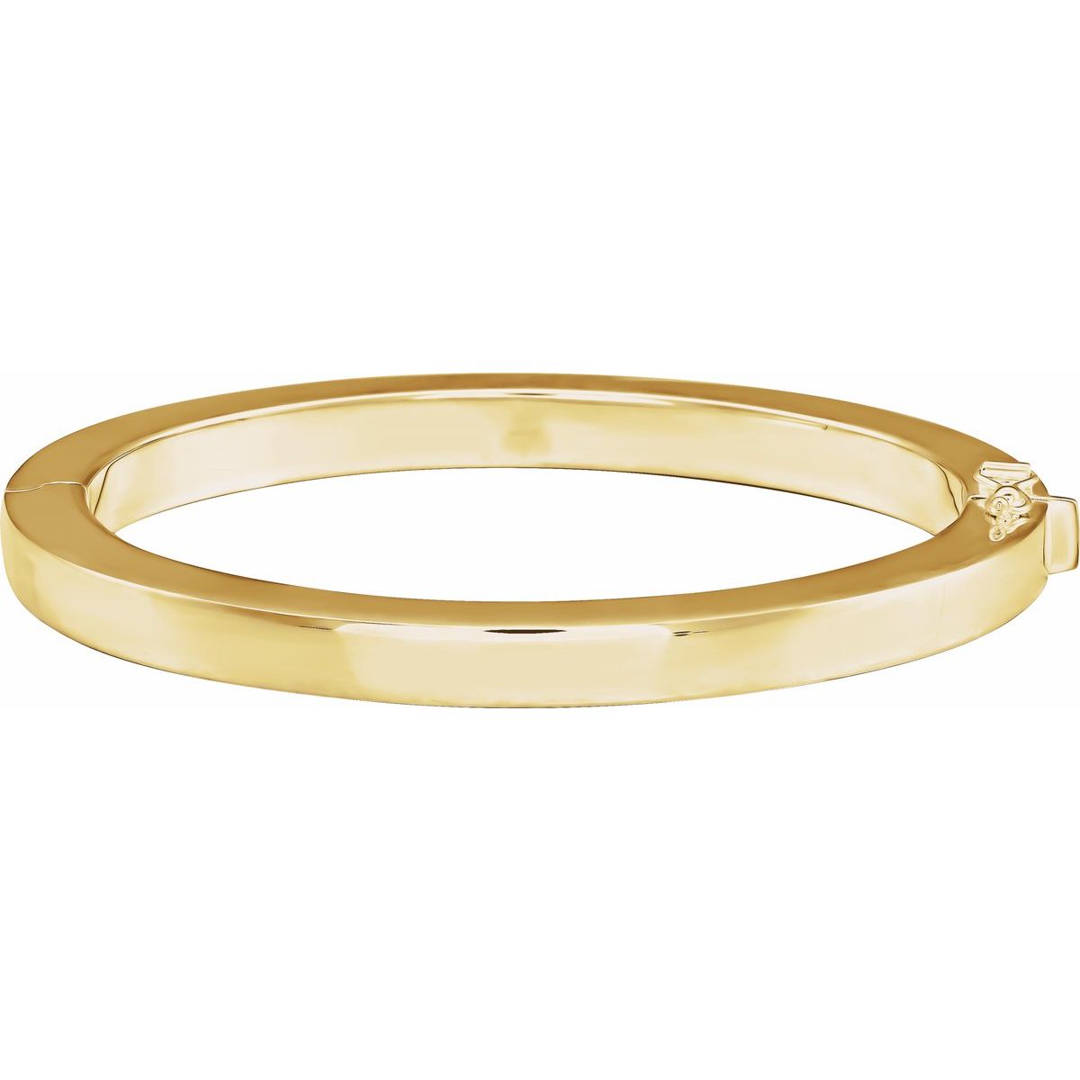 Engravable Square Tube Hinged Bangle Bracelet in 14k yellow gold