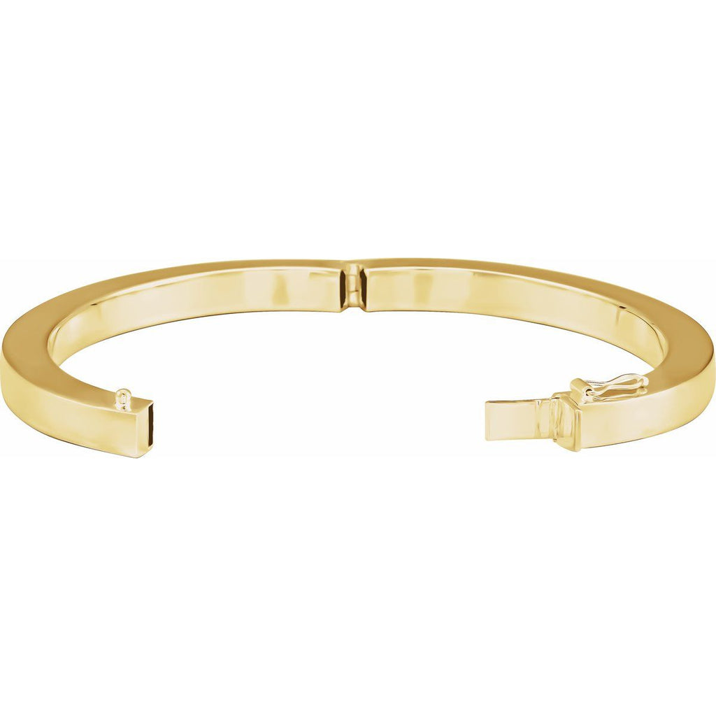 Engravable Square Tube Hinged Bangle Bracelet in 14k yellow gold