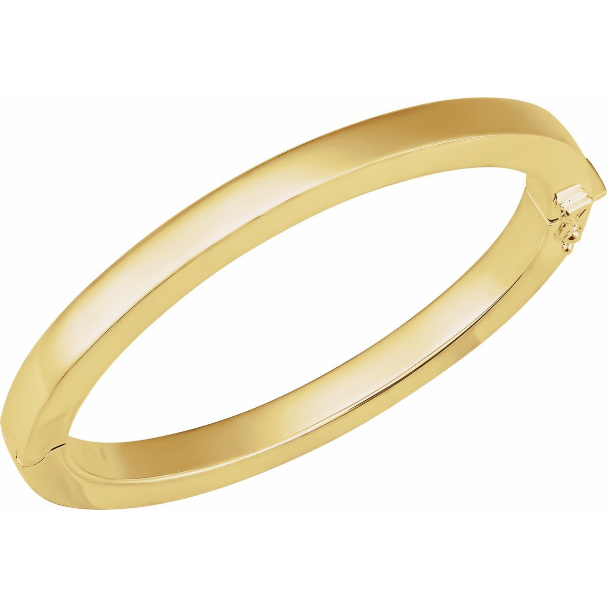 Engravable Square Tube Hinged Bangle Bracelet in 14k yellow gold
