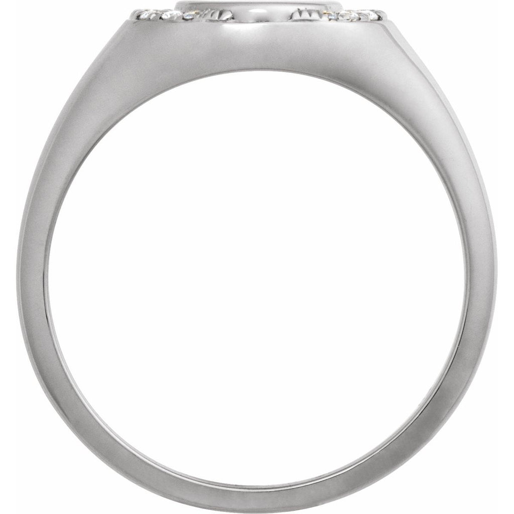 Engravable 1/10 CTW Natural Diamond Signet Ring in 14k white gold