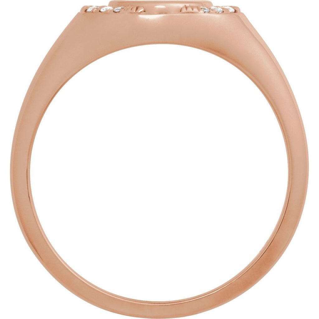 Engravable 1/10 CTW Natural Diamond Signet Ring in 14k rose gold