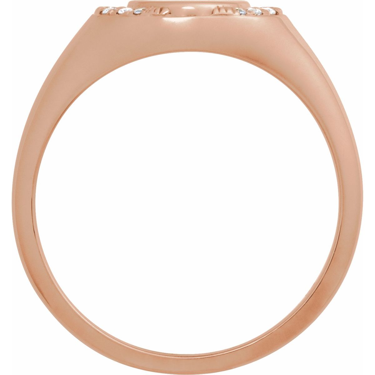 Engravable 1/10 CTW Natural Diamond Signet Ring in 14k rose gold