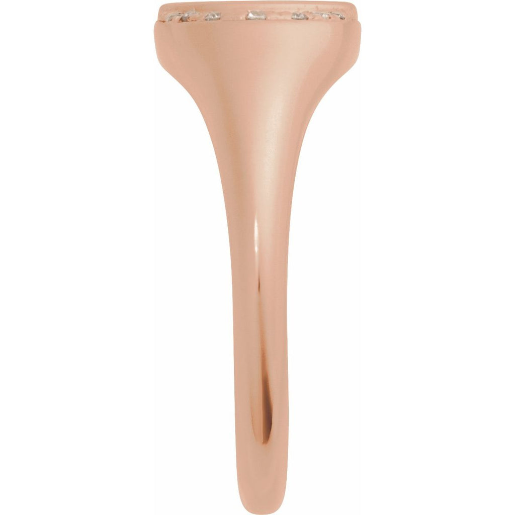 Engravable 1/10 CTW Natural Diamond Signet Ring in 14k rose gold