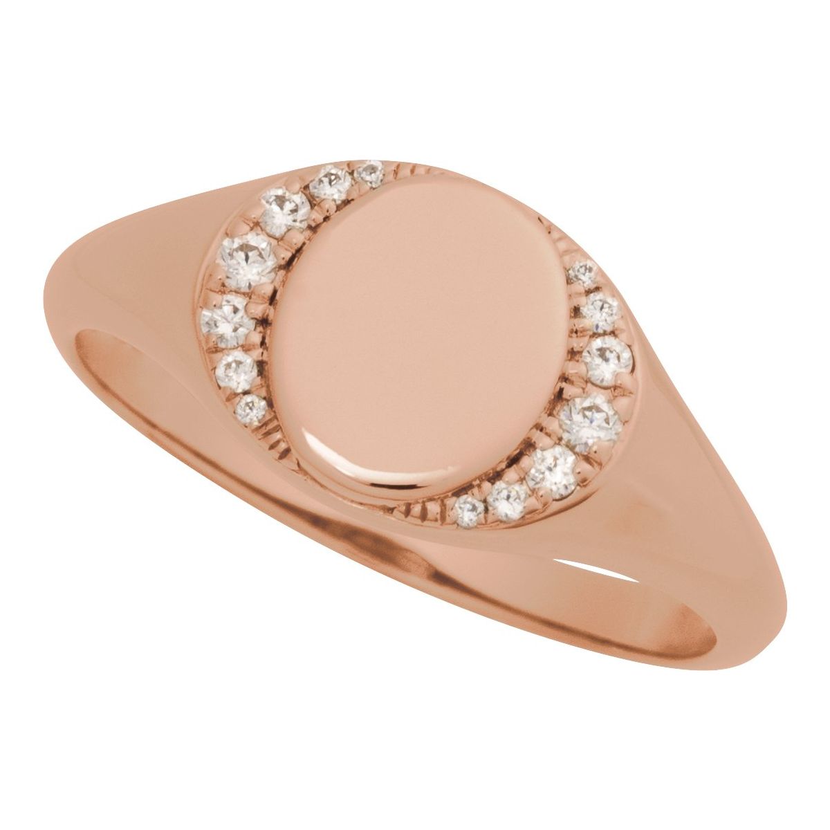 Engravable 1/10 CTW Natural Diamond Signet Ring in 14k rose gold