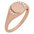 Engravable 1/10 CTW Natural Diamond Signet Ring in 14k rose gold