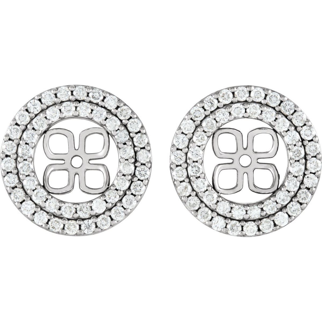 3/4 CTW Natural Diamond Earring Jackets For 8 mm Pearl Stud Earrings