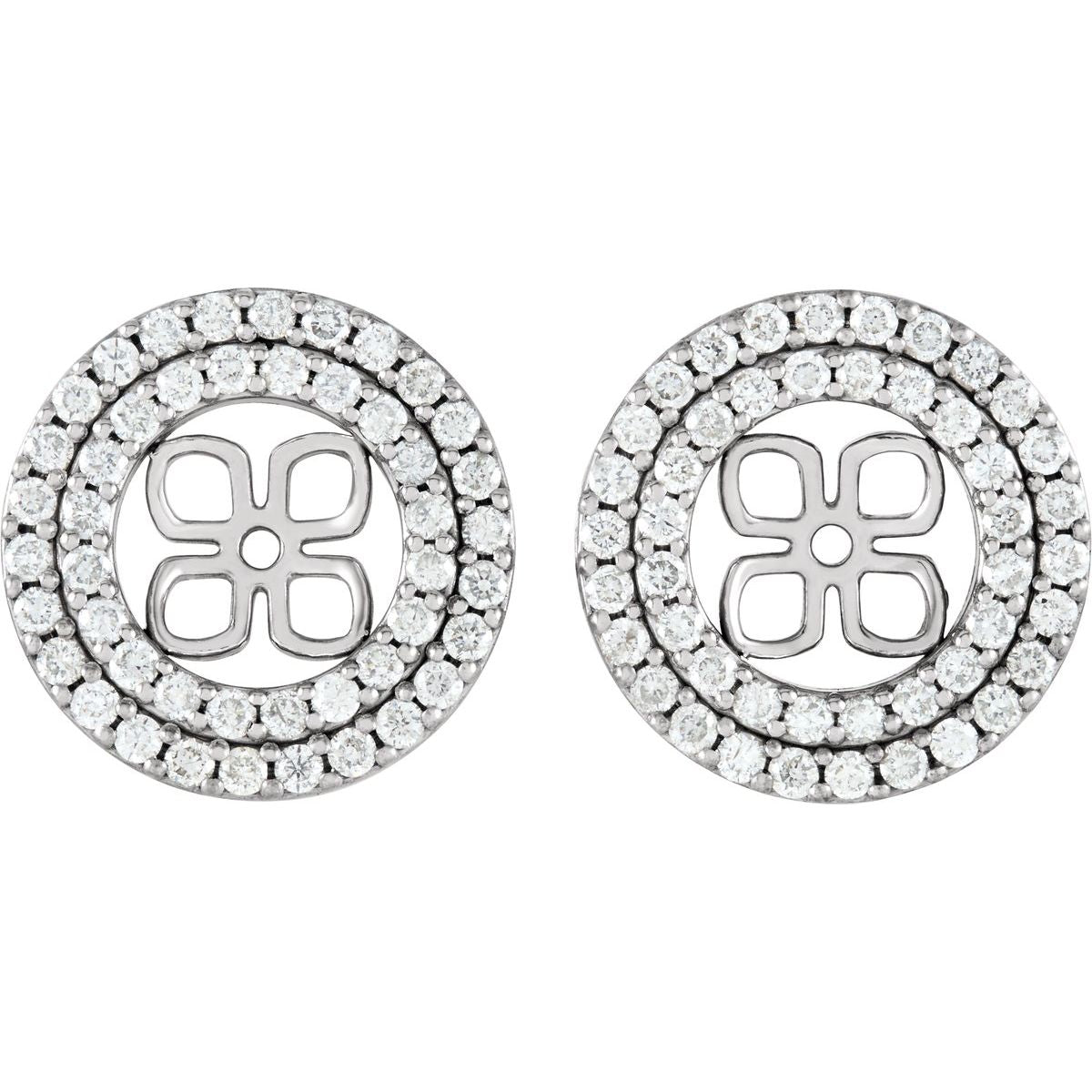 3/4 CTW Natural Diamond Earring Jackets For 8 mm Pearl Stud Earrings