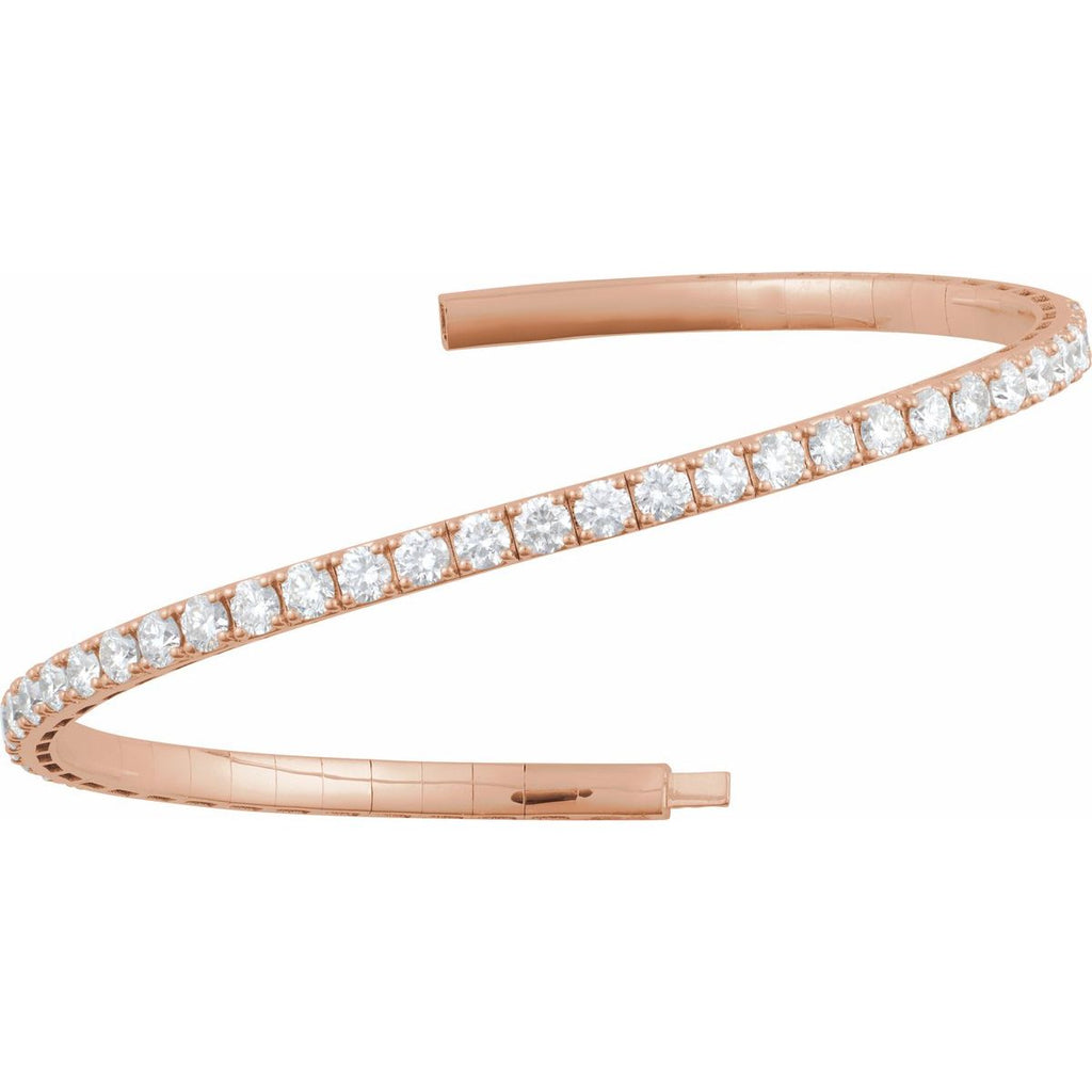 3 CTW Natural Diamond Flexible Bangle Bracelet in 14k rose gold