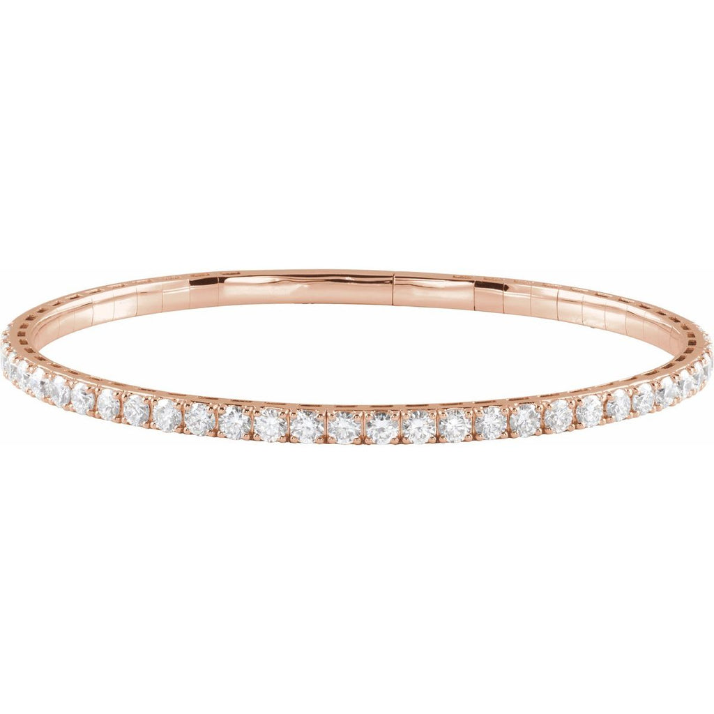 3 CTW Natural Diamond Flexible Bangle Bracelet in 14k rose gold