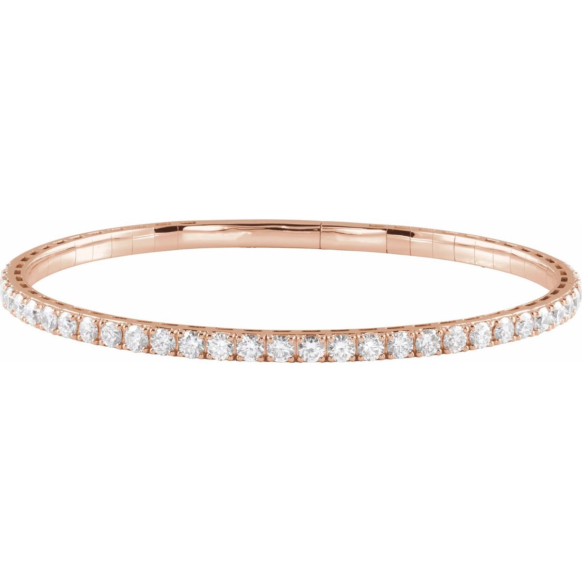 3 CTW Natural Diamond Flexible Bangle Bracelet in 14k rose gold