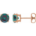 Lab-Grown Alexandrite Four-Prong Stud Earrings in 14k rose gold