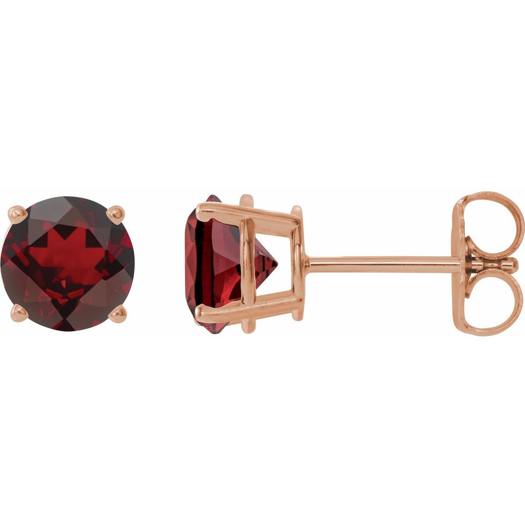 Natural Mozambique Garnet Four-Prong Stud Earrings in 14k rose gold