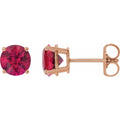 Lab-Grown Ruby Four-Prong Stud Earrings in 14k rose gold