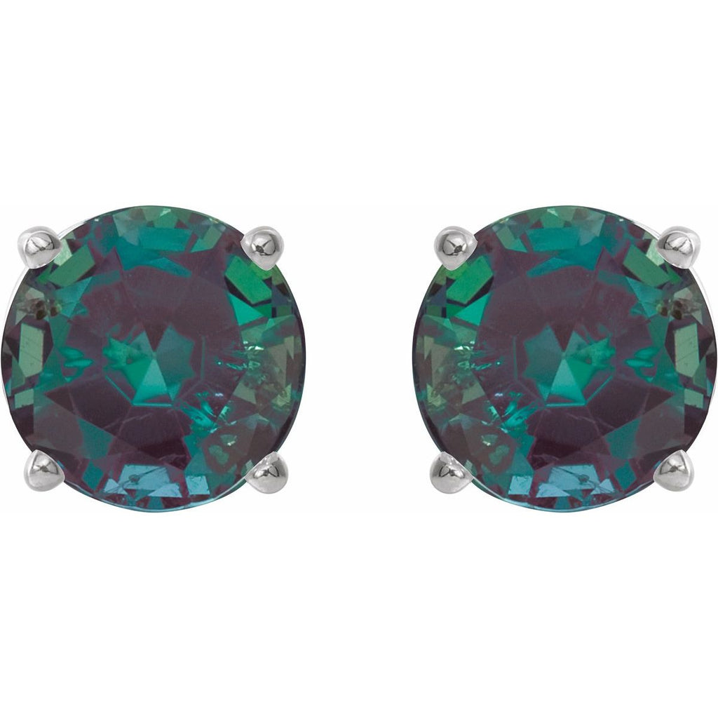 Lab-Grown Alexandrite Four-Prong Stud Earrings