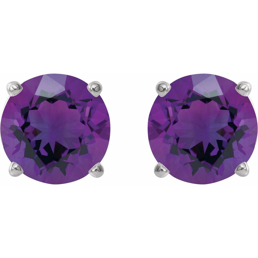 Natural Amethyst Four-Prong Stud Earrings