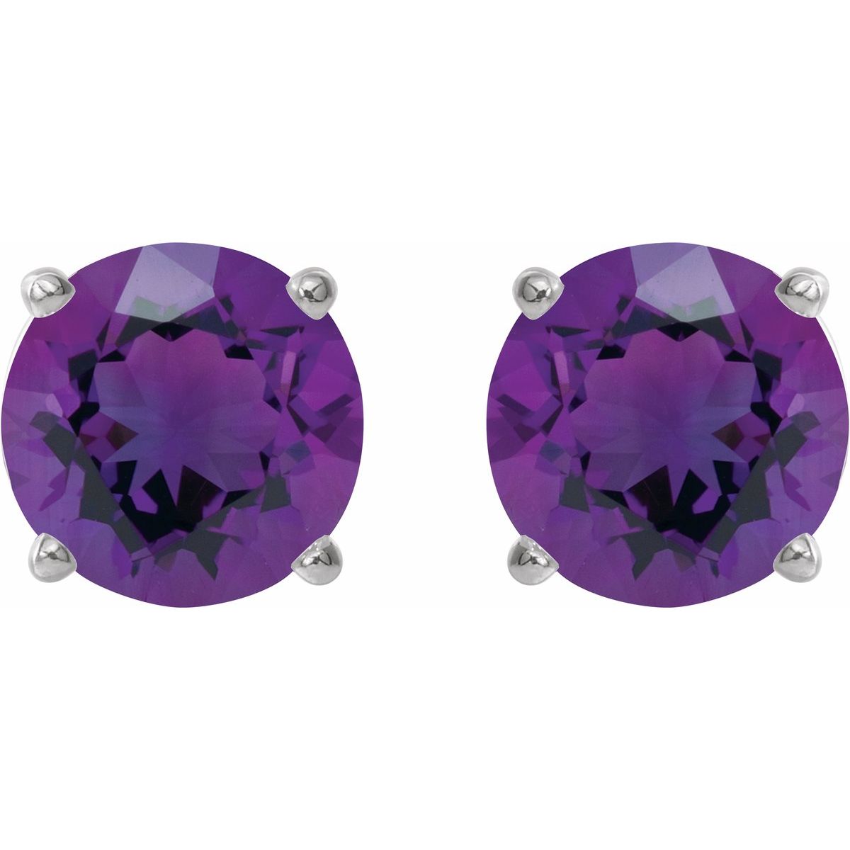 Natural Amethyst Four-Prong Stud Earrings