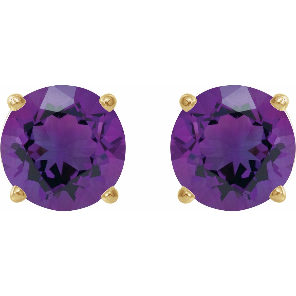 Natural Amethyst Four-Prong Stud Earrings in 14k yellow gold