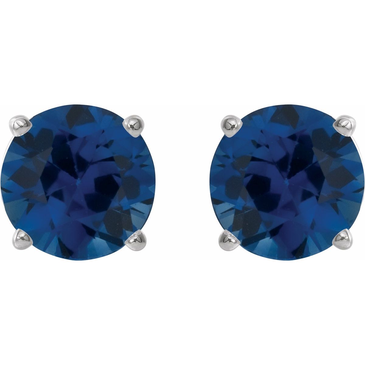 Natural Blue Sapphire Four-Prong Stud Earrings in 14k white gold