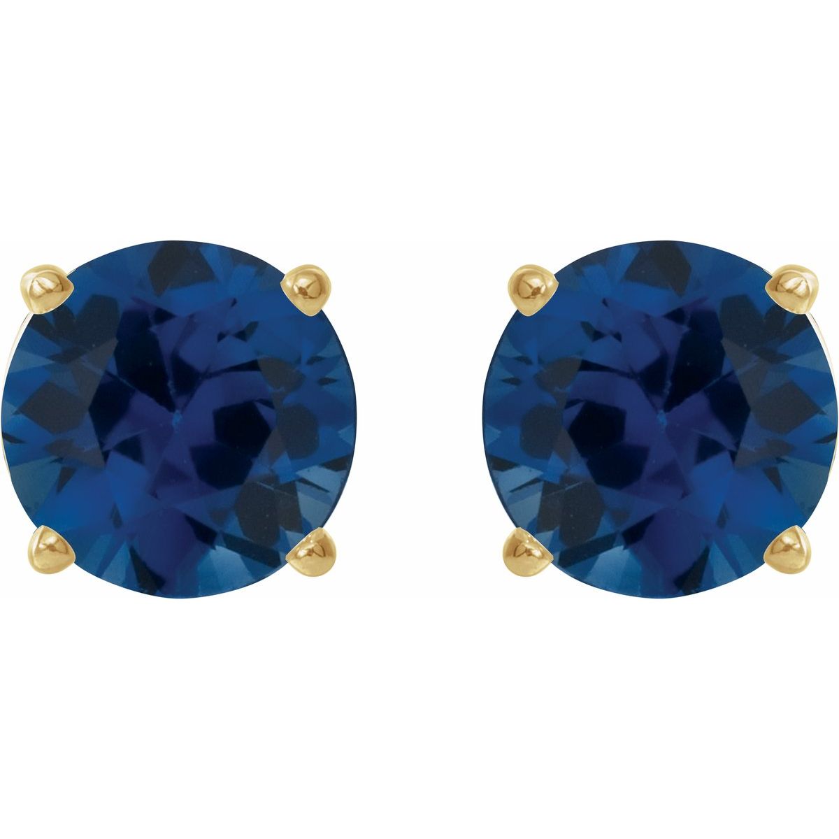 Lab-Grown Blue Sapphire Four-Prong Stud Earrings in 14k yellow gold