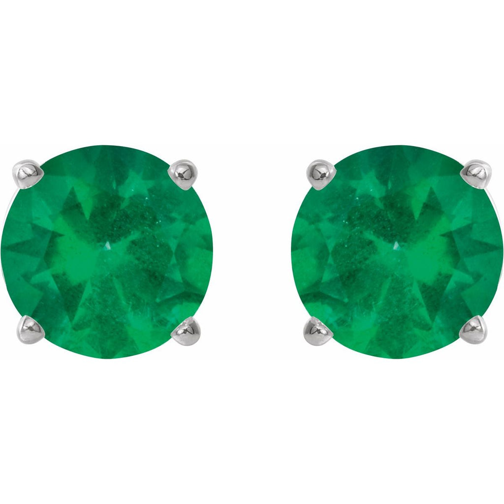 Lab-Grown Emerald Four-Prong Stud Earrings