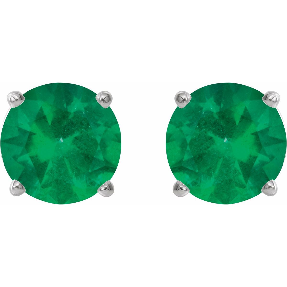 Lab-Grown Emerald Four-Prong Stud Earrings