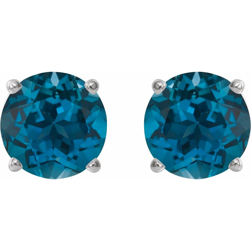 Natural London Blue Topaz Four-Prong Stud Earrings