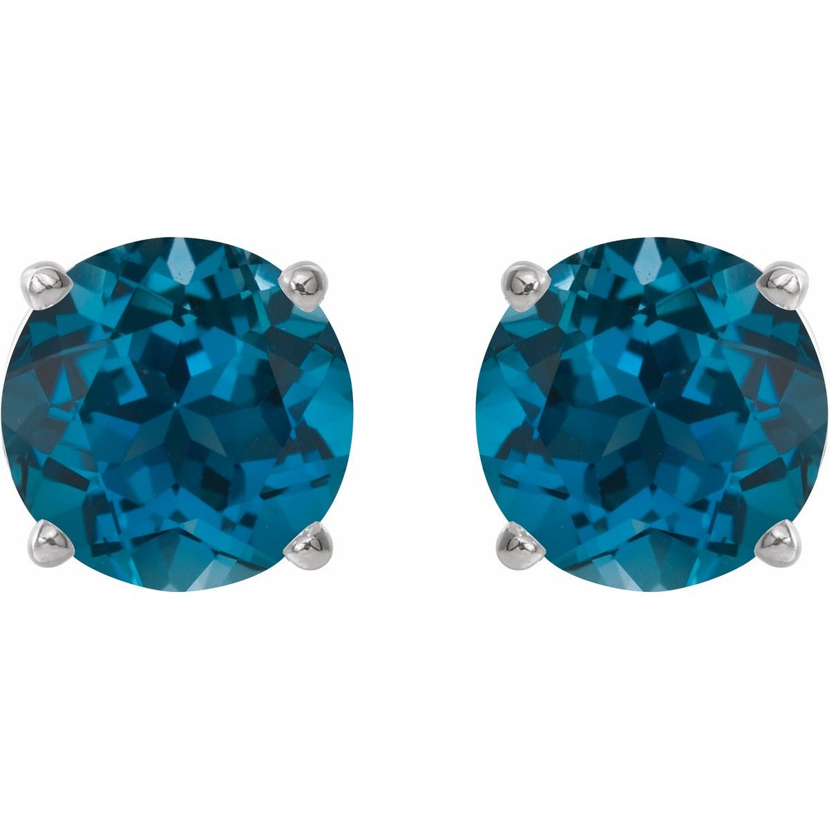 Natural London Blue Topaz Four-Prong Stud Earrings