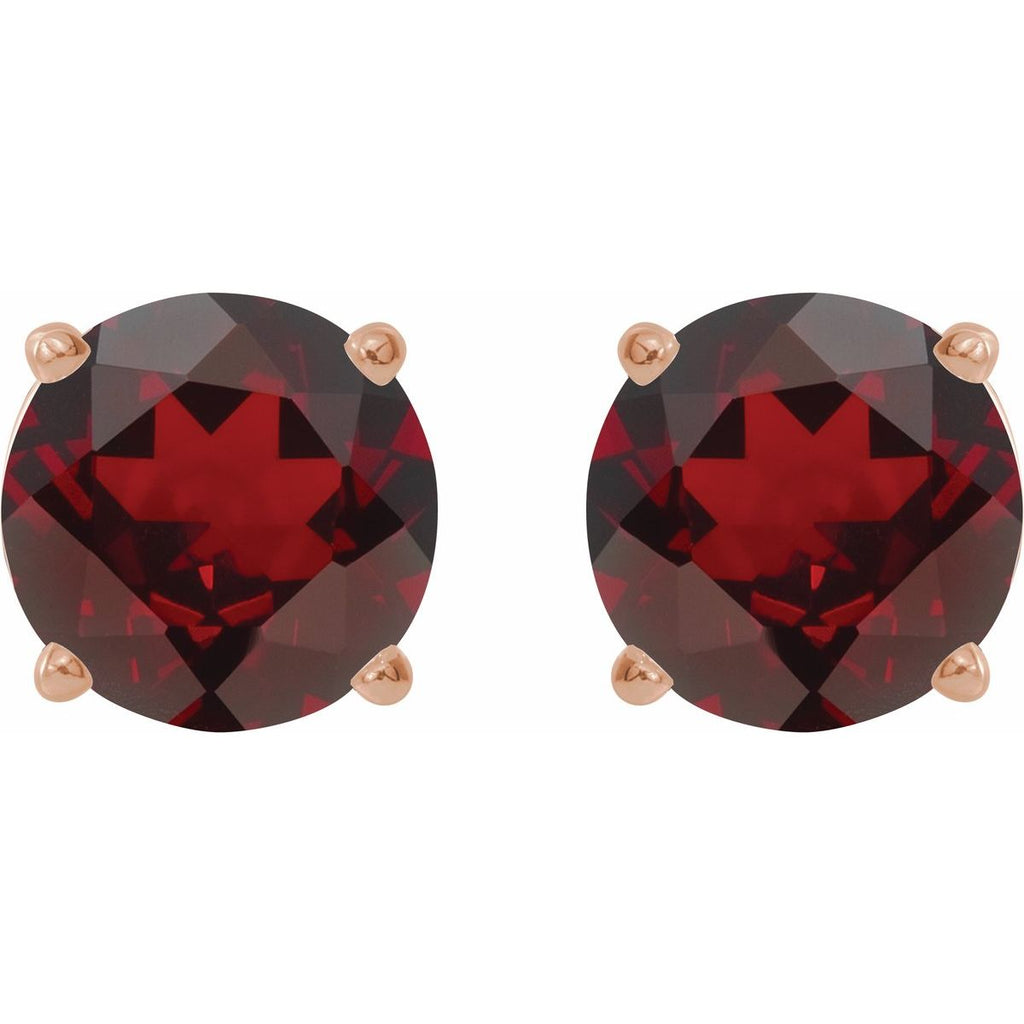 Natural Mozambique Garnet Four-Prong Stud Earrings in 14k rose gold
