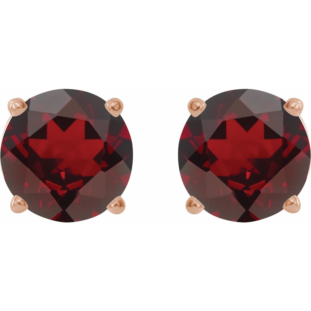 Natural Mozambique Garnet Four-Prong Stud Earrings in 14k rose gold