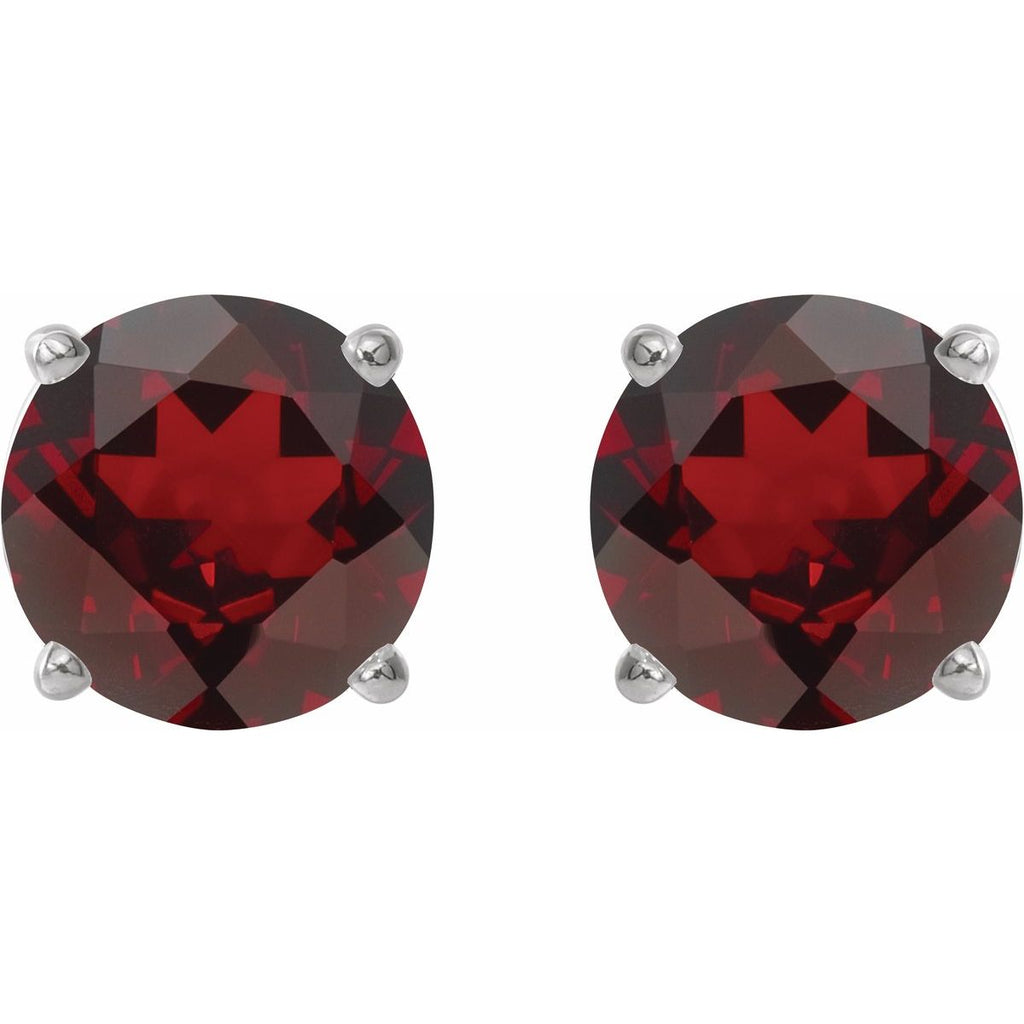 Natural Mozambique Garnet Four-Prong Stud Earrings