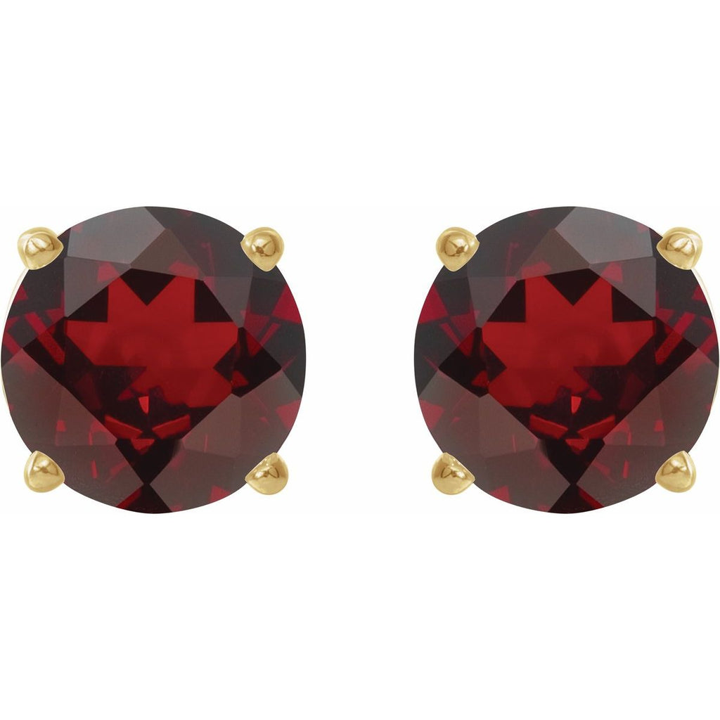 Natural Mozambique Garnet Four-Prong Stud Earrings in 14k yellow gold