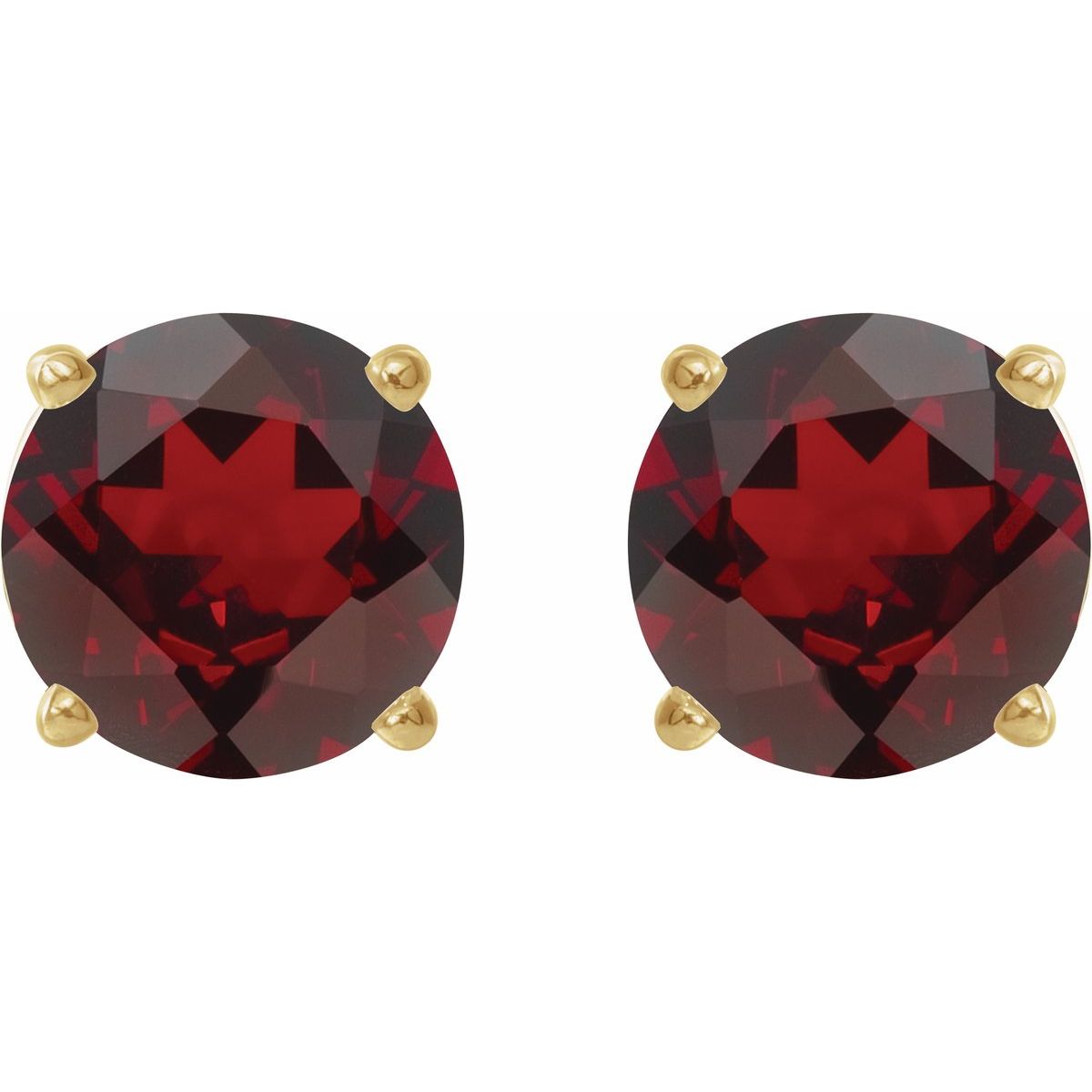 Natural Mozambique Garnet Four-Prong Stud Earrings in 14k yellow gold