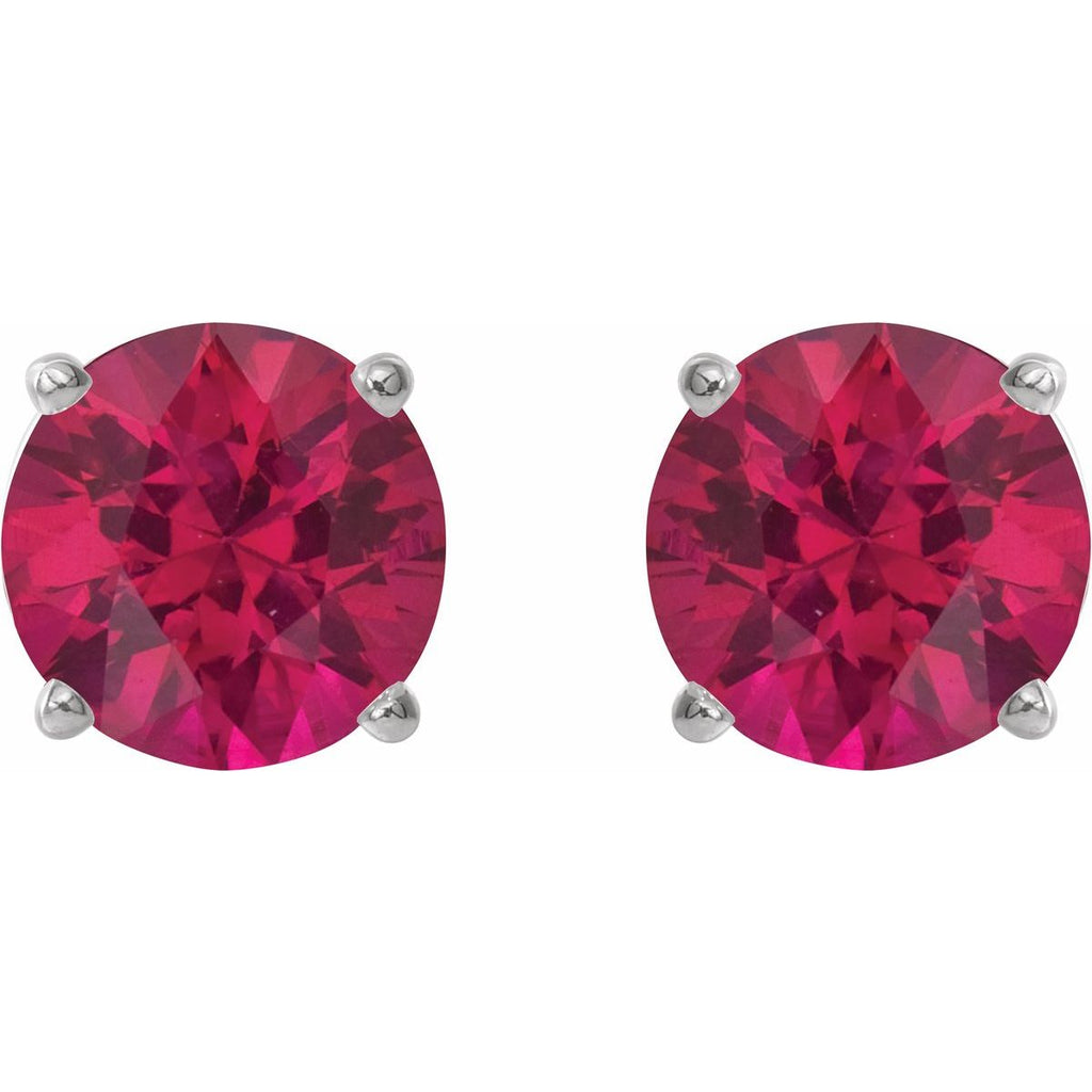 Lab-Grown Ruby Four-Prong Stud Earrings
