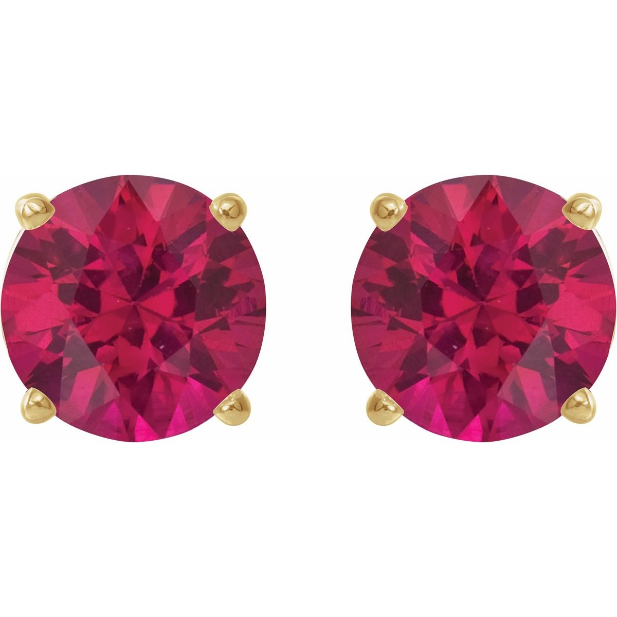 Lab-Grown Ruby Four-Prong Stud Earrings in 14k yellow gold